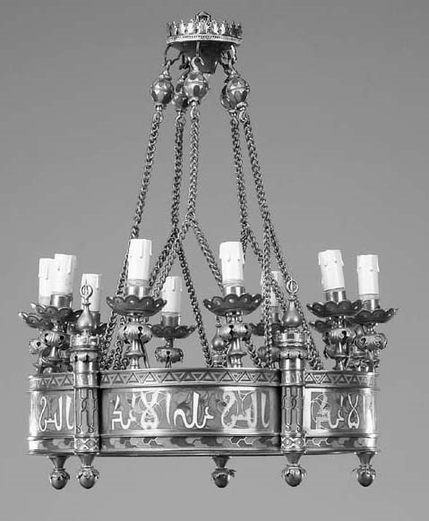 An enamelled and gilt bronze ten light electrolier, 20th century