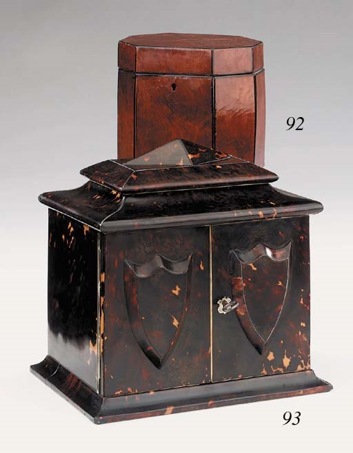 A George III satinwood veneered tea caddy, late 18th century