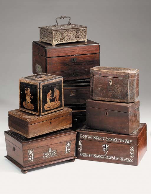 A collection of various boxes, 18th, 19th and early 20th century
