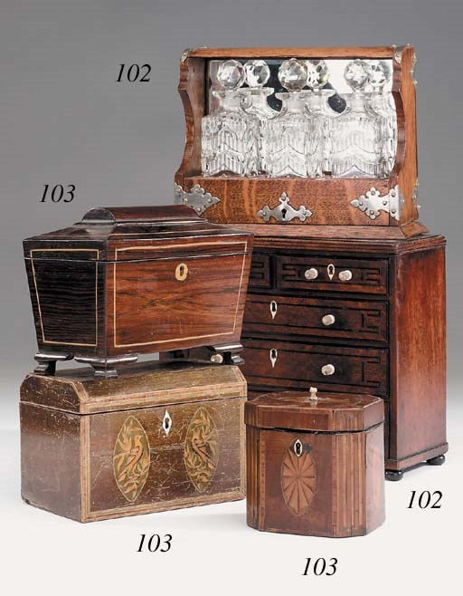 A George III mahogany tea caddy, late 18th century