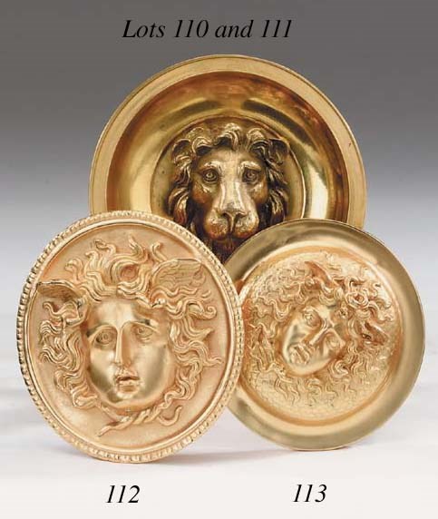 A set of six gilt bronze curtain tie-backs, of recent manufacture