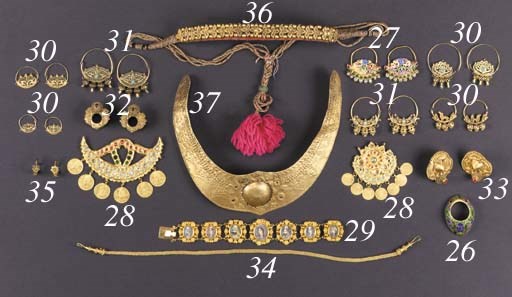 A pair of Indian gold earrings