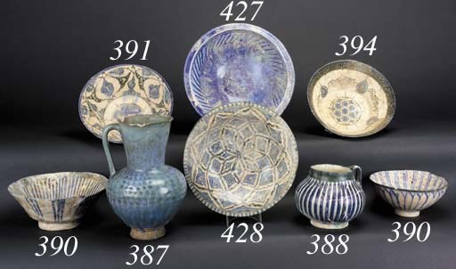 A Persian blue glazed deep bowl