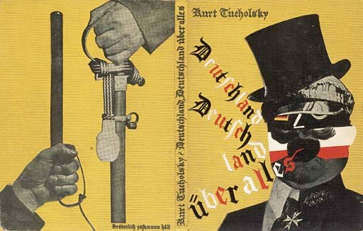 TUCHOLSKY, Kurt. Deutschland über alles. Ein Bilderbuch von Kurt Tucholsky und vielen Fotographen. Berlin: Neuer Deutscher Verlag, 1929. In-8 (239-188 mm). Reliure originale de l'éditeur en toile jaune illustrée.