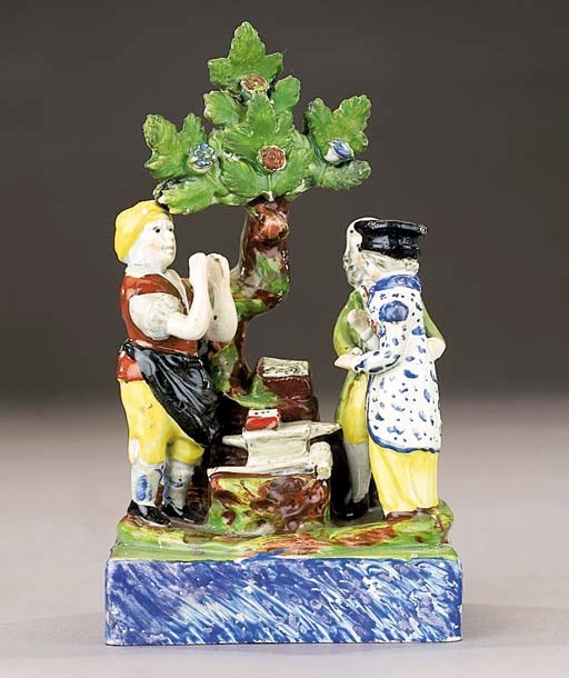 A pearlware Gretna Green group