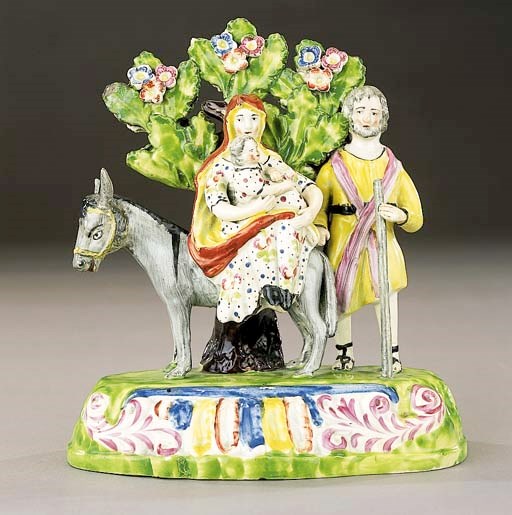 A pearlware 'Flight to Egypt' group