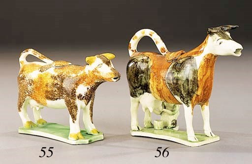 A creamware cow creamer and cover