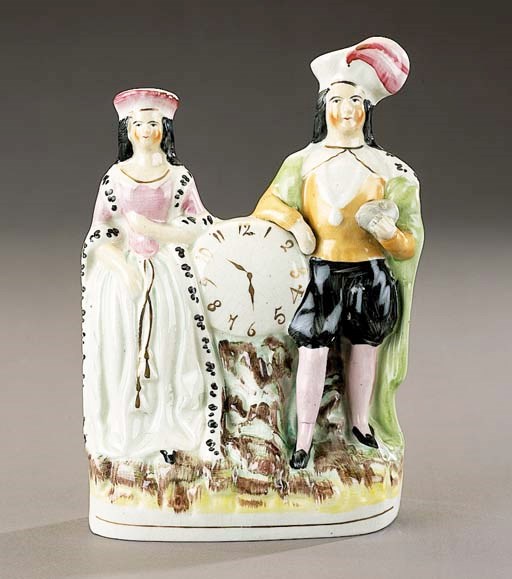 A clockface group possibly representing Mrs Siddons as 'Lady Macbeth' and John Philip Kemble as 'Hamlet'