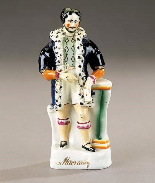 A figure of Macready as 'James V of Scotland'