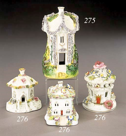 A porcelain cottage pastille-burner and stand