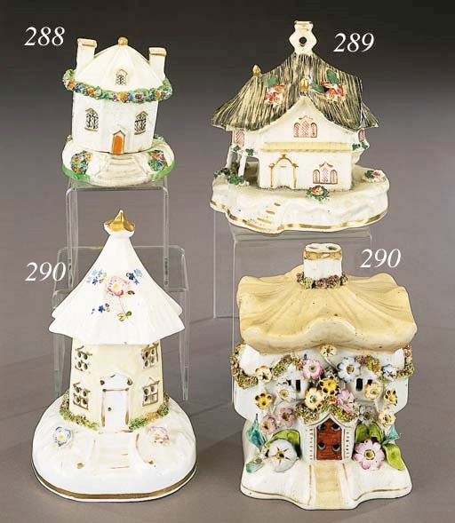 A porcelain cottage pastille-burner, cover and stand