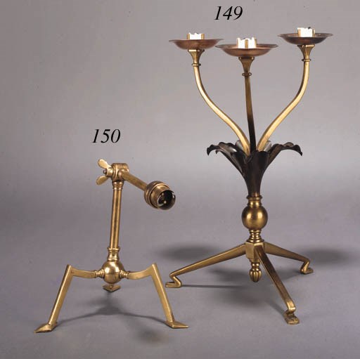 A BRASS TABLE LAMP
ATTRIBUTED TO W.A.S. BENSON, CIRCA 1890