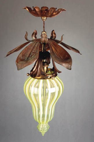 A COPPER AMD BRASS LANTERN
ATTRIBUTED TO WILLIAM ARTHUR SMITH BENSON, CIRCA 1895