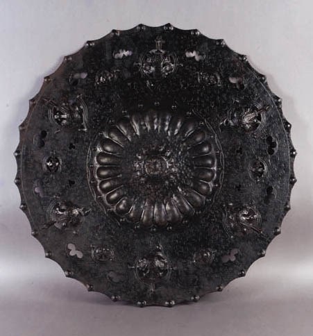 A PIERCED IRON CHARGER
BY PIETRO DEMENEGO, CORTINA, CIRCA 1910