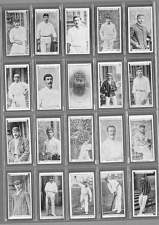 I.Rutter & Co.,Mitcham, Surrey, England, Cricketers Series, complete set of 20 photographic portrait cards of English cricketers including W.G.Grace, Fry, Abel, Ranjitsinhji, Stoddart, Jessop, Lord Hawke, Hearne, Hayward and others, 1902, see Deadman p.54 (see illustration) 	 (20)