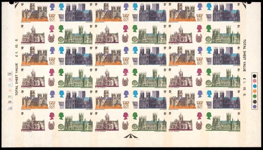 unmounted mint Block Larger Than four  5d. variety imperforate, nine blocks of four in a half sheet showing the cylinders and traffic lights, unmounted mint. A magnificent show piece of this rare variety. Photo