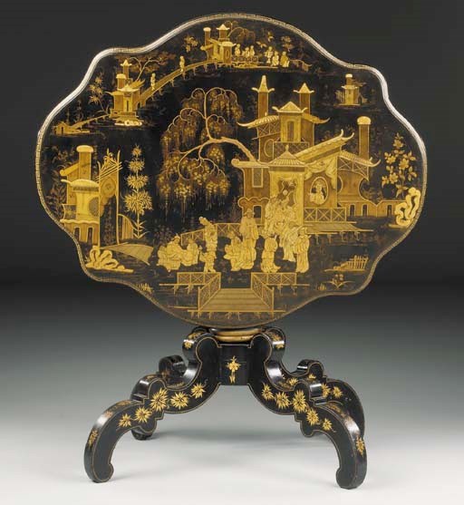 A NORTH EUROPEAN BLACK AND GILT-JAPANNED CENTRE TABLE
