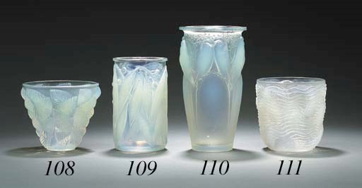 'DAUPHINS', AN OPALESCENT AND FROSTED GLASS VASE