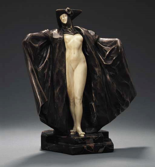 'VENETIAN', A SILVERED-BRONZE AND IVORY FIGURE**