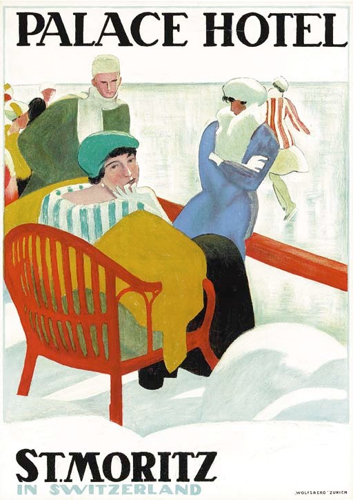 'PALACE HOTEL/ST.MORITZ', A LITHOGRAPH IN COLORS