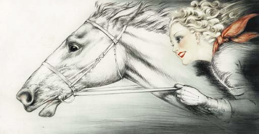 'THOROUGHBREDS', AN ETCHING AND DRYPOINT IN COLORS
