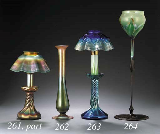 A FAVRILE GLASS BUD VASE