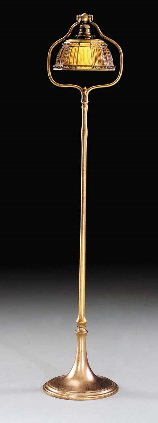 A 'FAVRILE FABRIQUE' AND GILT-BRONZE FLOOR LAMP