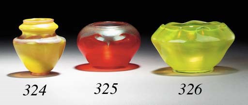 A FAVRILE GLASS CABINET VASE