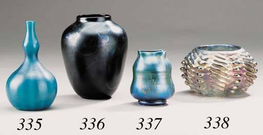 A FAVRILE GLASS CABINET VASE