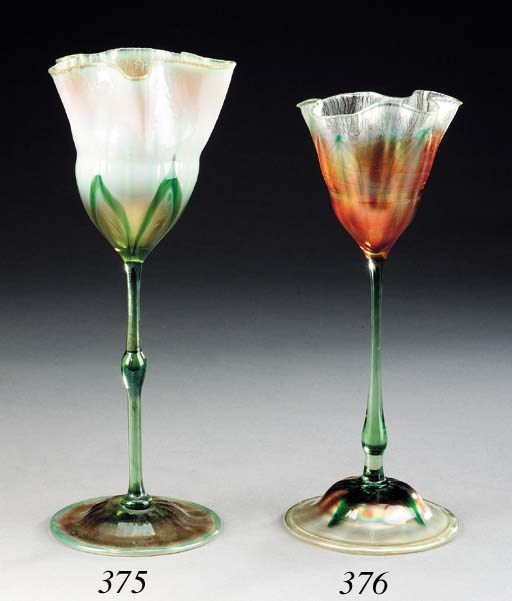 A FLOWER FORM FAVRILE GLASS VASE
