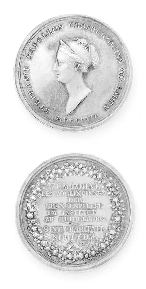 Stephanie Napoleon, argento dorato, 47mm., opus Doell, testa a destra, rov. legenda (Br.1189; Julius 2571; TN.72.2), piccolo foro, mBB, rara