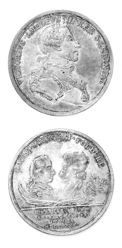 Vittorio Amedeo III, argento, 42mm., opus Lavy, 1781, per le nozze di Clemente Antonio di Sassonia e Maria Carolina di Savoia (UdiS 28), SPL, rara