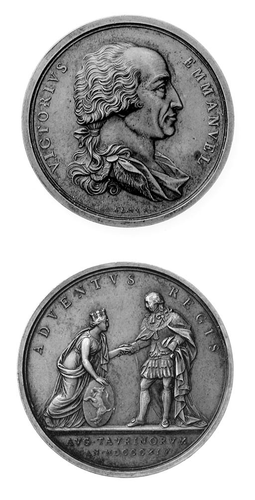 Vittorio Emanuele I, bronzo, 52mm., opus A Lavy, 1814, simile (Litta 103), SPL