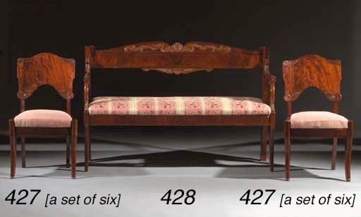 A set of six Russian mahogany dining-chairs