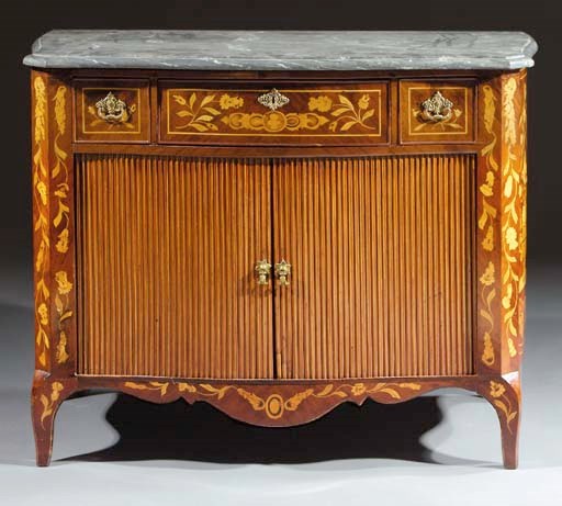 A Dutch mahogany and marquetry sideboard