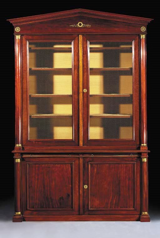 An Empire mahogany brass-mounted bookcase