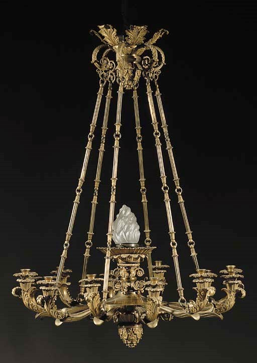 An ormolu eleven-light chandelier