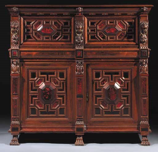 A Flemish oak and tortoiseshell cupboard