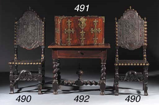 A brass-mounted walnut chest