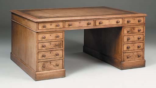 A Victorian oak partners desk