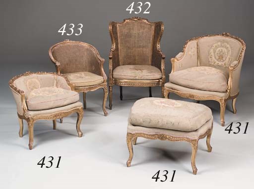 A French carved giltwood duchesse brise, late 19th century
