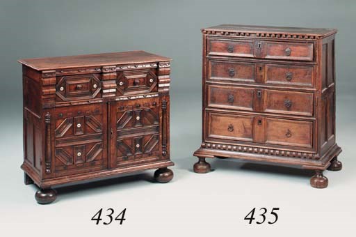 An oak chest, 17th century and later