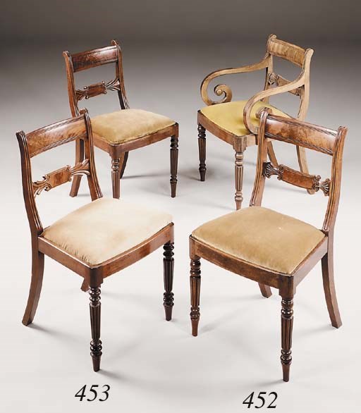A matched set of eight Regency mahogany dining chairs