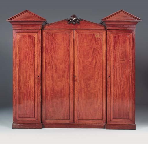 An early Victorian mahogany architectural press wardrobe