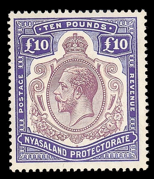 unmounted mint  -- £10 purple and royal blue, fresh and fine unmounted mint. S.G. 99e, £2750. Photo