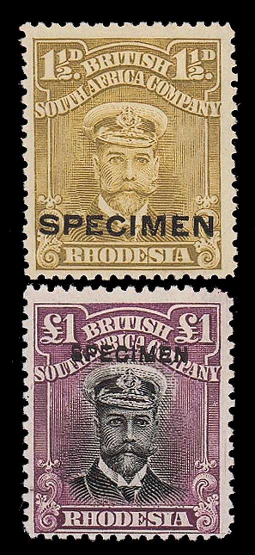 Specimen   1913-22 Admiral ½d. to £1 set of nineteen including the rare 1½d. overprinted "SPECIMEN", fresh and fine mint. A rare set. Cat. £2000. Photo for 1½d. and £1