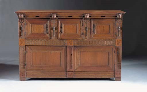 A Dutch oak and ebonised sideboard
