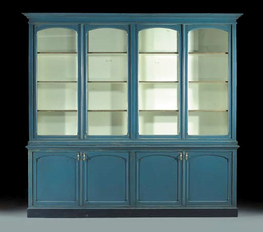 A Dutch blue-painted display-cabinet