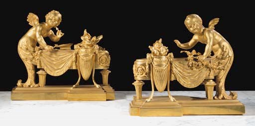 A pair of French ormolu chenets