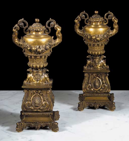 A pair of Louis Philippe ormolu ornamental vases